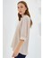 Kadın Bdart Polo Yaka Bol Kesim Üç Çeyrek Kol Bluz Krem Doğal 3