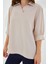 Kadın Bdart Polo Yaka Bol Kesim Üç Çeyrek Kol Bluz Krem Doğal 4