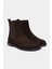 Chelsea Kahve Süet Hakiki Deri Lastik Detaylı Düz Taban Kadın Bot 5