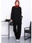 Siyah Yan Cepli Omuz Parçalı Alt Çımalı Modal Takım 1