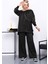 Siyah Çantalı Simli Tunik Pantolonlu Triko Takım 2