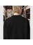 Unisex Şardonlu Relaxed Fit Oversize Sweatshirt Siyah 5