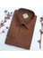 Klasik %100 Cotton Uzun Kollu Terletmeyen Kışlık Flanel Kumaş Kahverengi Gömlek (Regular Kalıp) 2