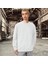 Unisex Şardonlu Relaxed Fit Oversize Sweatshirt Beyaz 1