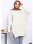 Krem Kazayağı Desenli Soğuk Iplik Triko Tunik 1