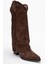 Tyler Kahverengi Süet Hakiki Deri Dikişli Kadın Western Çizme 3
