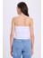 Kadın Slim Fit Dar Kesim Pamuklu Straplez Beyaz Bluz 7