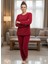 Kadın Bordo Polar Pijama Takım 3