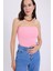 Kadın Slim Fit Dar Kesim Pamuklu Straplez Pembe Bluz 2