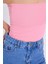 Kadın Slim Fit Dar Kesim Pamuklu Straplez Pembe Bluz 3