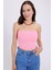 Kadın Slim Fit Dar Kesim Pamuklu Straplez Pembe Bluz 5