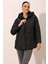 Kadın Siyah Kapüşonlu Kapitone Mont 1
