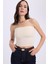 Kadın Slim Fit Dar Kesim Pamuklu Straplez Bej Bluz 1