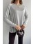 Kadın Italyan Yaka Yanları Yırtmaç Detaylı Ince Triko Kazak 6