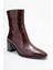 Chara Bordo Baskı Kadın Kalın Topuklu Bot 3