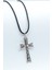 Kuru Kafalı Haç Gümüş Kaplama Deri İp Kolye 1
