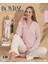Pudra Bürümcük Kumaş Uzun Kollu Kadın Pijama Takımı 1