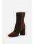 Bestyle Gerçek Deri Acı Kahve Süet Fermuarlı Topuklu Bot 3