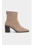 Casey Koyu Bej Süet Arka Fermuar Detay Kadın Topuklu Bot 1