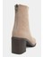 Casey Koyu Bej Süet Arka Fermuar Detay Kadın Topuklu Bot 4
