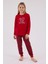 Kırmızı Bisiklet Yaka Uzun Kol Kız Çocuk Pijama Takım 4