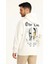 Erkek Kapşonlu Sweatshirt - Oversize 'other Lives' Ön & Arka Baskılı- Beyaz 4