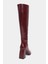Jules Bordo Raşel Rustik Desen Fermuar Detay Kadın Topuklu Çizme 4