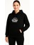 Kadın Kapşonlu Sweatshirt - Oversize'west Coast Classics' - Siyah 2