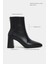 Layana Siyah Mat Sivri Burun Kalın Topuklu Arka Fermuar Detay Kadın Bot 3