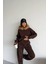 Kadın Kürk Kapüşonlu 3 Iplik Oversize Eşofman Takımı NBTQ001 3