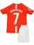 Ronaldo M.united Retro Çocuk Futbol Forması Kırmızı Hava Alabilen Polyester Kumaş Halısaha Forması 1