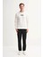 Slim Fit Şardonsuz Pamuklu 3 Iplik Ekru Erkek Sweatshirt 53980 2