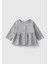 Bebek Gri Melanj Önü Düğmeli Etek Ucu Fırfırlı Uzun Kollu Sweatshirt 1