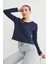 3 Iplik Şardonsuz Yakası Ribanalı Sweatshirt 3