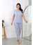 Kadın Büyük Beden Kısa Kol Penye Pijama Takımı Lila 2