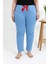 Kadın Pamuklu Büyük Beden Alt Pijama Mavi 5