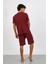 Erkek Pamuk Lakost Alt Üst Kaprili Pijama Takım Bordo 5