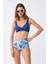Kadın Pedli Yaprak Desenli Yüksek Bel Sax Bikini Takımı 4