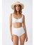 Kadın Basic Beyaz Pedli Yüksek Bel Bikini Takımı 4