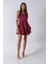 Bordo Ip Askılı Bel Kemer Bağlamalı Mini Boy Abiye 0802004.04 3
