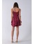 Bordo Ip Askılı Bel Kemer Bağlamalı Mini Boy Abiye 0802004.04 6