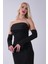 Siyah Drapeli Üzeri Işıltı Nokta Detaylı Kollu Abiye 0802502.01 8