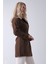 Kahve Bilek ve Omuz Apolet Detaylı Kemerli Düğme Kapamalı Trenç 4200829.05 5