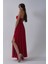 Kırmızı Askılı Drapeli Uzun Şifon Abiye 08020032.08 5
