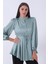 Mint Kolu Lastikli Belden Bağlamalı Saten Tunik 44510418.27 3
