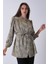 Haki Hakim Yaka Bel Bağlamalı Desenli Tunik 4595333.23 4