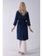 Lacivert Önden Düğme Kapamalı Yandan Cepli Kuşaklı Uzun Trenç 4200823.02 6