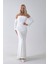 Beyaz Drapeli Takma Kol Detaylı Kadife Abiye 0801068.15 4