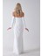 Beyaz Drapeli Takma Kol Detaylı Kadife Abiye 0801068.15 6