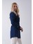 Lacivert Bilek ve Omuz Apolet Detaylı Kemerli Düğme Kapamalı Trenç 4200829.02 2